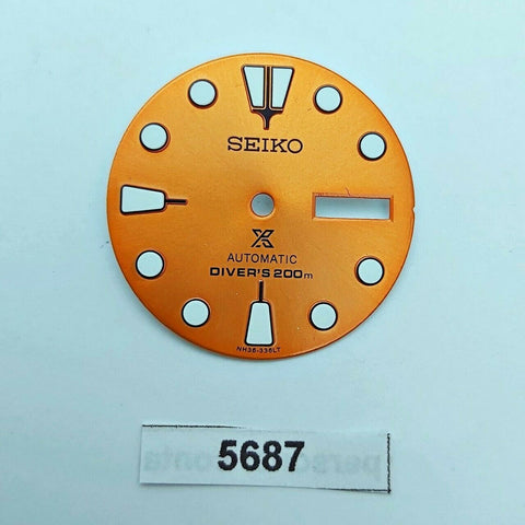 NEW SEIKO 7S26 0020 SKX007 PROSPEX MOD ORANGE DAY DATE DIAL WATCH BVT5687