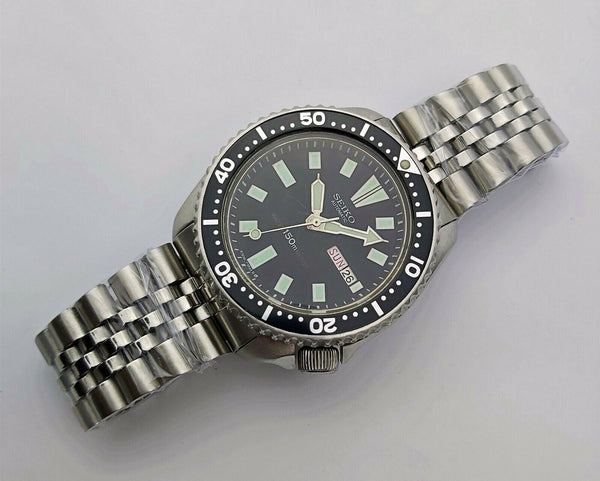 87' SEIKO 6309 7290 SS MENS DATE 760444 AUTOMATIC BLACK EU SHIP SERVICED WATCH