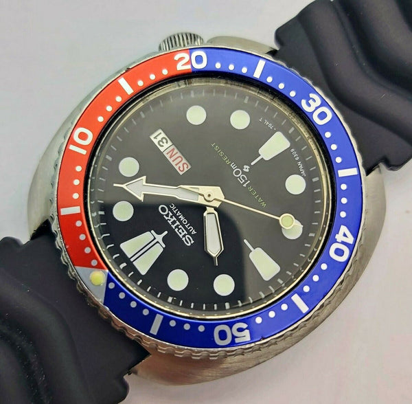 80' SEIKO 6309 7040 CUSHION MENS AUTO SS DAY DATE 012986 SERVICED WATCH EU SHIP