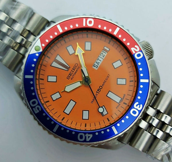 87' SEIKO 6309 7290 MENS DAY DATE 721843 ORANGE PEPSI EU SHIP SERVICED WATCH