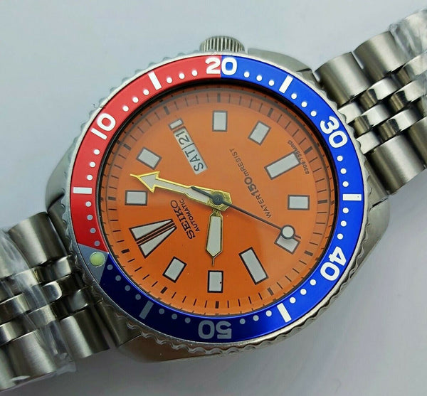 87' SEIKO 6309 7290 MENS DAY DATE 721843 ORANGE PEPSI EU SHIP SERVICED WATCH