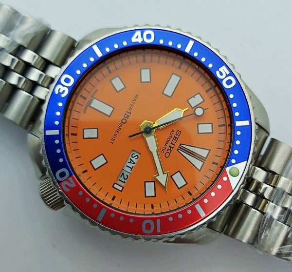 87' SEIKO 6309 7290 MENS DAY DATE 721843 ORANGE PEPSI EU SHIP SERVICED WATCH