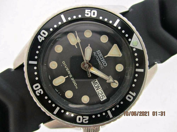 03 SEIKO 7S26 0030 AUTO MIDSIZED BLACK DAY DATE 300802 EU SHIP SERVICED WATCH