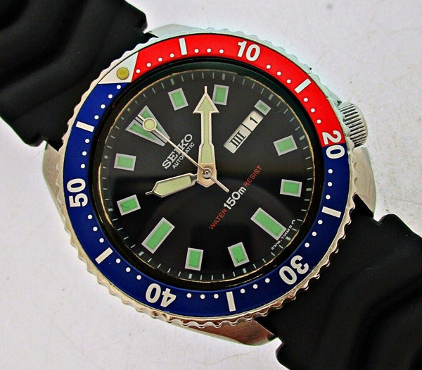 86' SEIKO 6309 7290 SS HERREN DATUM DIVE 620319 AUTO PEPSI SERVICED WATCH...