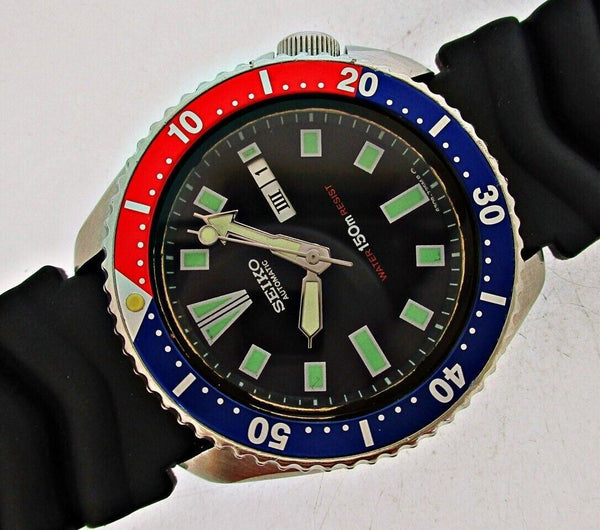 86' SEIKO 6309 7290 SS HERREN DATUM DIVE 620319 AUTO PEPSI SERVICED WATCH...